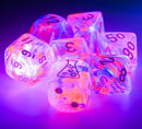 Chessex: Nebula - Black Light Special w/ White Lab Polyhedral Dice Set (7) (CHX30057) 