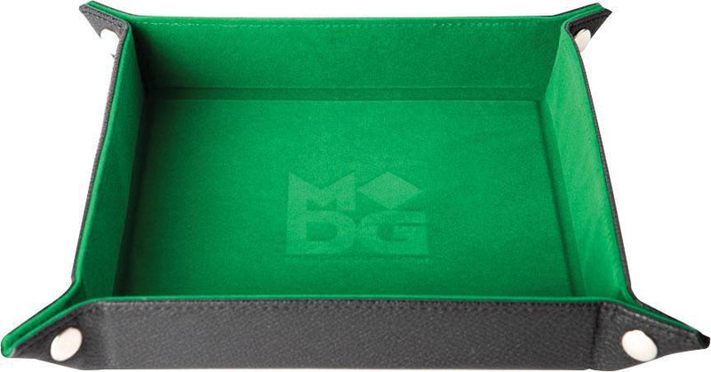 Metallic Dice Games: Velvet Folding Dice Tray Leather - Green 10x10
