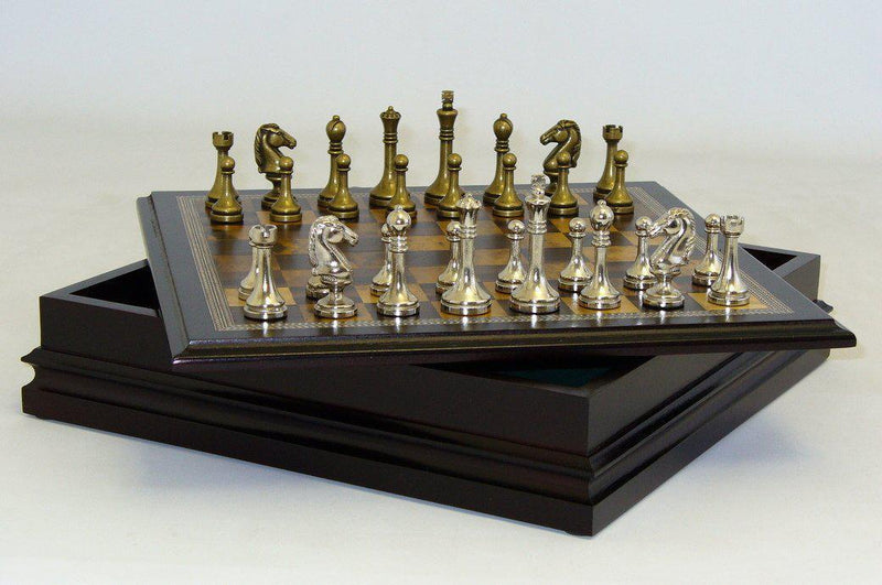 2.5" Metal Staunton Chess Set in Wood Chest 