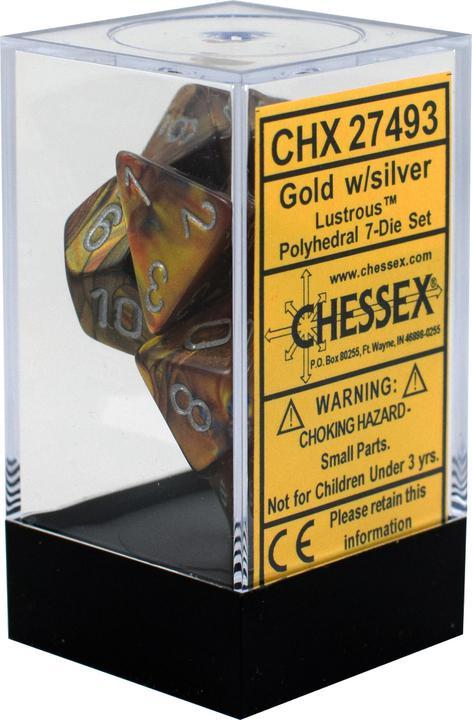 Chessex: Lustrous Gold w/ Silver - Polyhedral Dice Set (7) - CHX27493