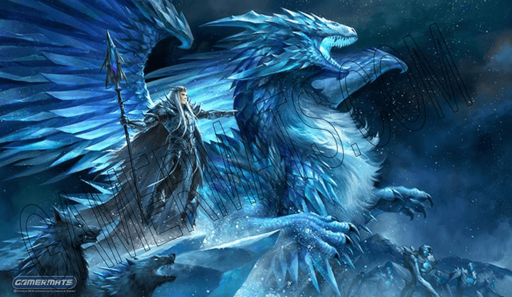 GamerMats: 'Frost Dragon' 14"x24"&1/8" Stitched Gaming Playmat 