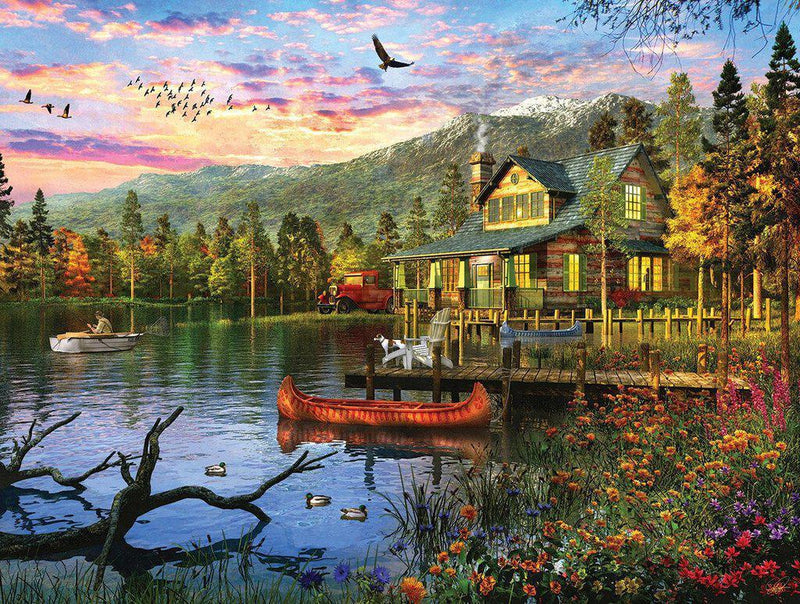 White Mountain Puzzles: Sunset Cabin - 550 Piece Puzzle