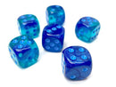 Chessex: Gemini Blue w/Light Blue Luminary - 16mm d6 Dice Set (12) - CHX26663 