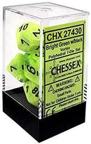 Chessex: Vortex Bright Green w/ Black - Polyhedral Dice Set (7) - CHX27430