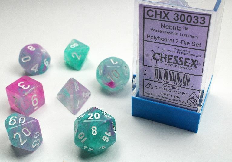 Chessex: Wisteria w/ White Nebula - Polyhedral Dice Set (7) - CHX30033