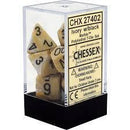 Chessex: Marble Ivory w/ Black - Polyhedral Dice Set (7) - CHX27402