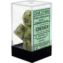 Chessex: Marble Green w/ Dark Green - Polyhedral Dice Set (7) - CHX27409
