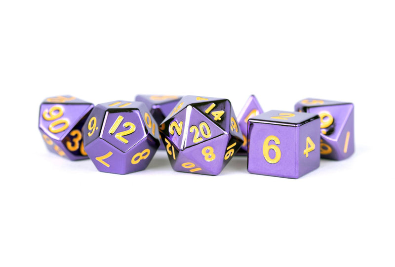 Metallic Dice Games: Purple Painted Metal 16mm - Polyhedral Dice Set (7)