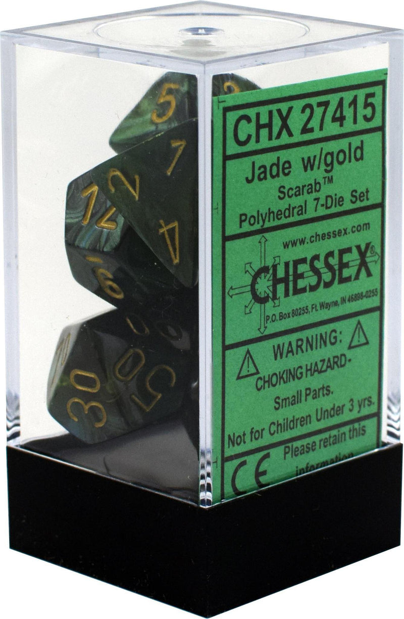 Chessex: Scarab Jade w/ Gold - Polyhedral Dice Set (7) - CHX27415