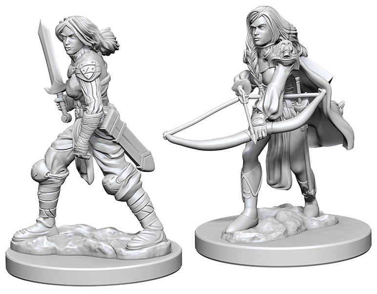 Pathfinder Battles Deep Cuts Miniatures: Human Fighter Female - Unpainted 